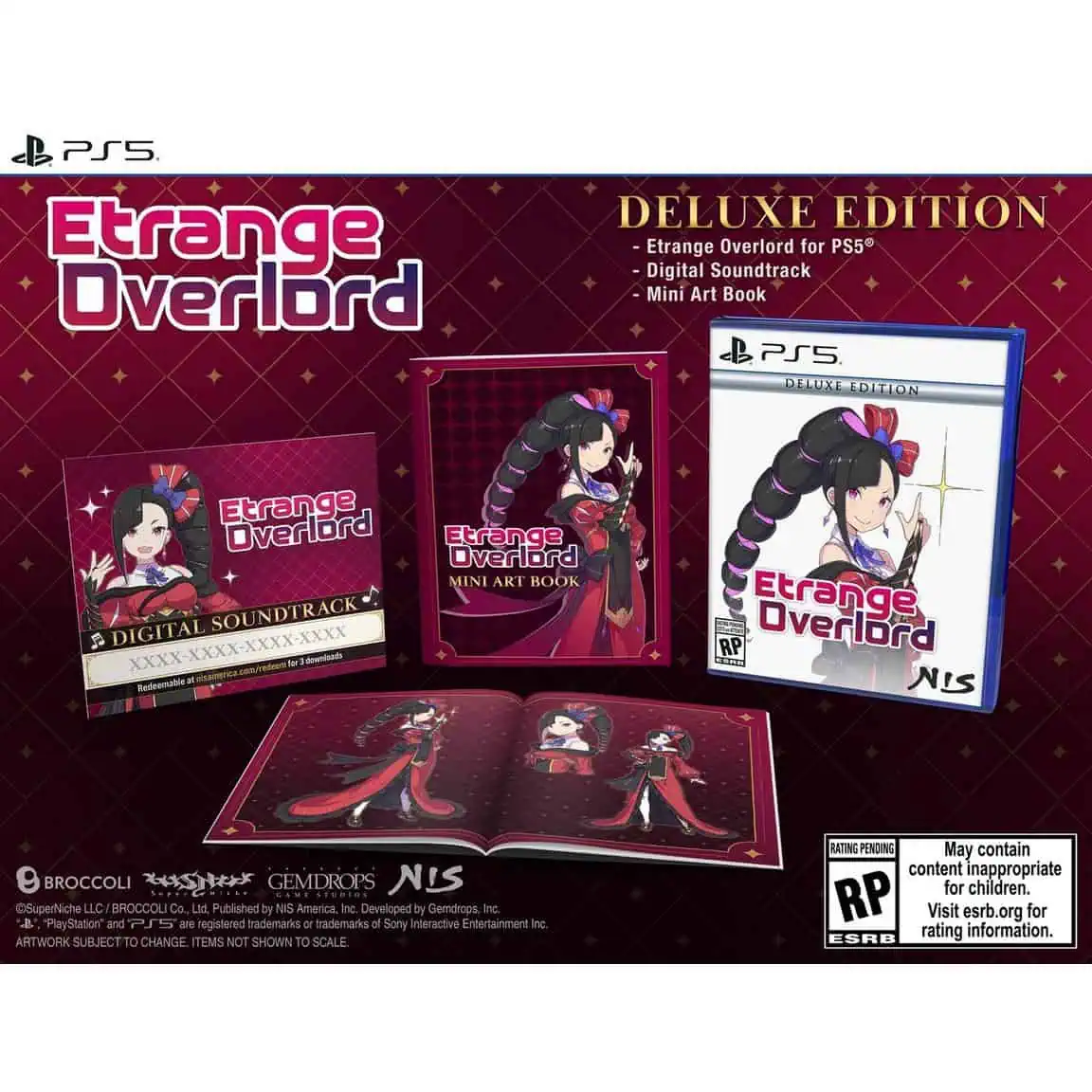 Etrange Overlord Deluxe Edition for PS5 with digital soundtrack and mini art book.