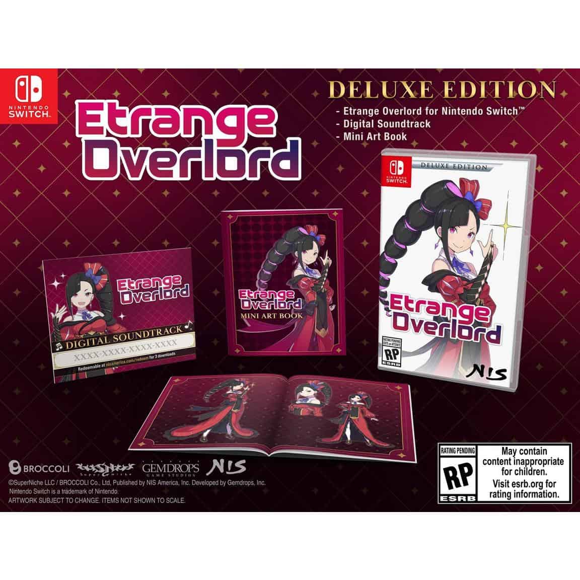 Etrange Overlord Deluxe Edition for Nintendo Switch with soundtrack and art book.