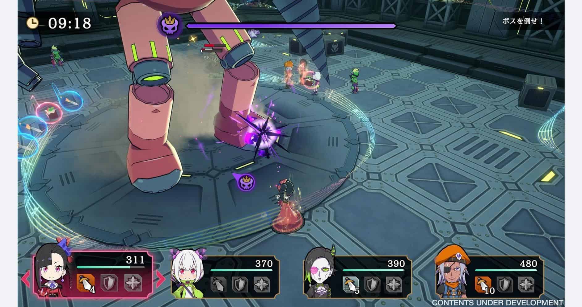 An epic battle featuring the Etrange Overlord Deluxe Edition with giant robot enemies and hero chara.