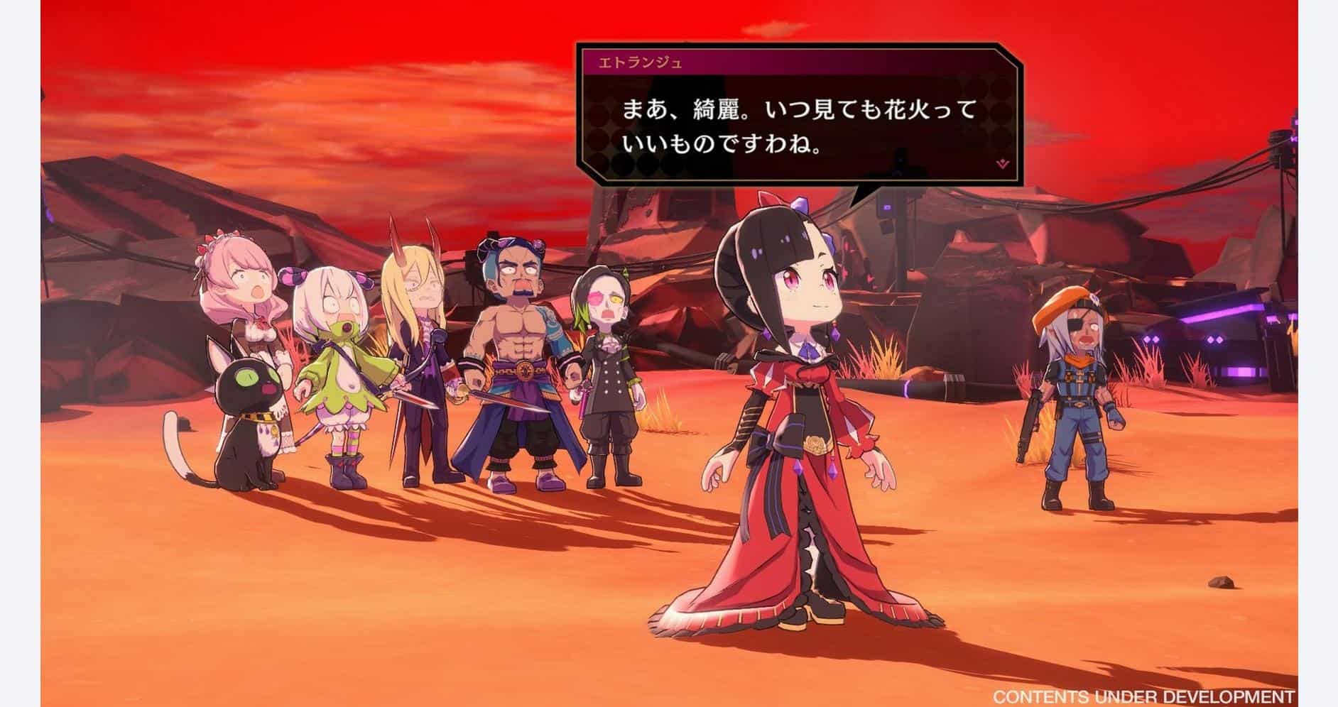 An image from Etrange Overlord Deluxe Edition showcasing characters in a desert landscape.