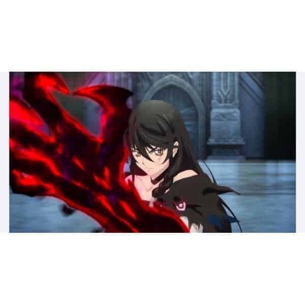 Character from Tales of Berseria REMASTERED with dark energy attack.