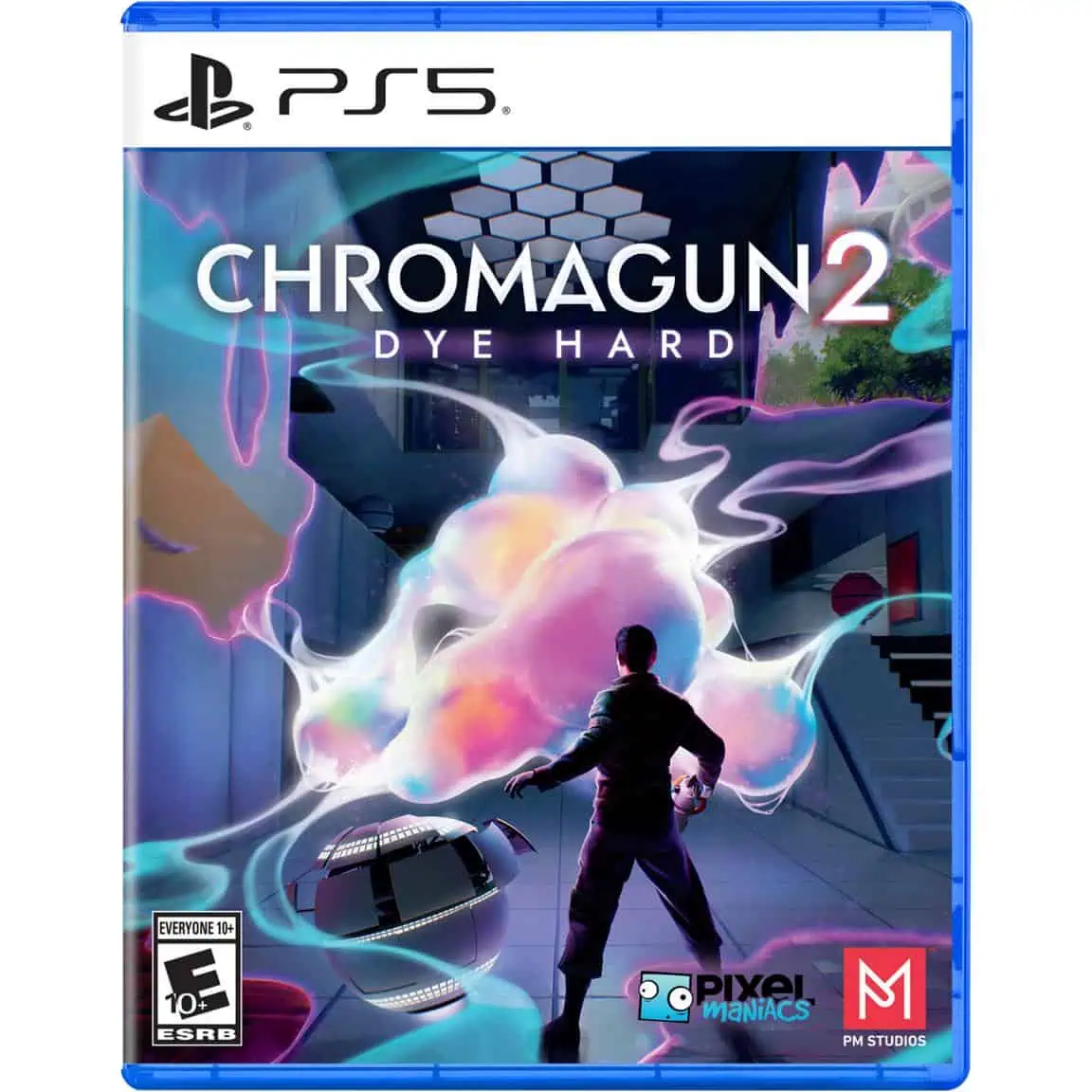 ChromaGun 2: Dye Hard game cover featuring vibrant colors and a character in a futuristic setting.