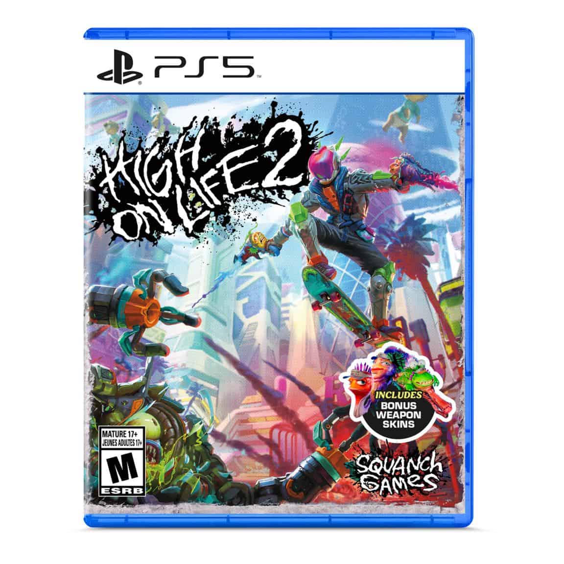 High on Life 2 game cover with vibrant action scene and futuristic characters.