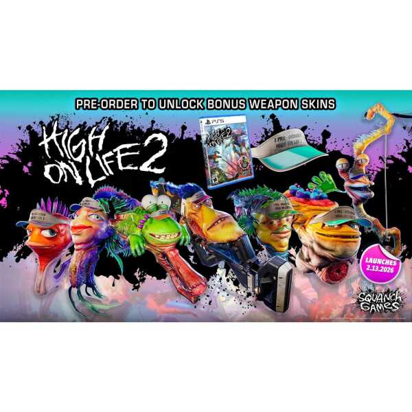 Pre-order to unlock exclusive bonus weapon skins for High on Life 2 on Gameware. Launching March 2,.