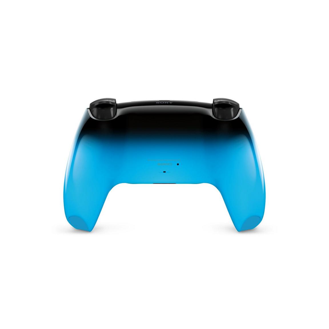 Gaming controller with blue and black design for PlayStation or Xbox.