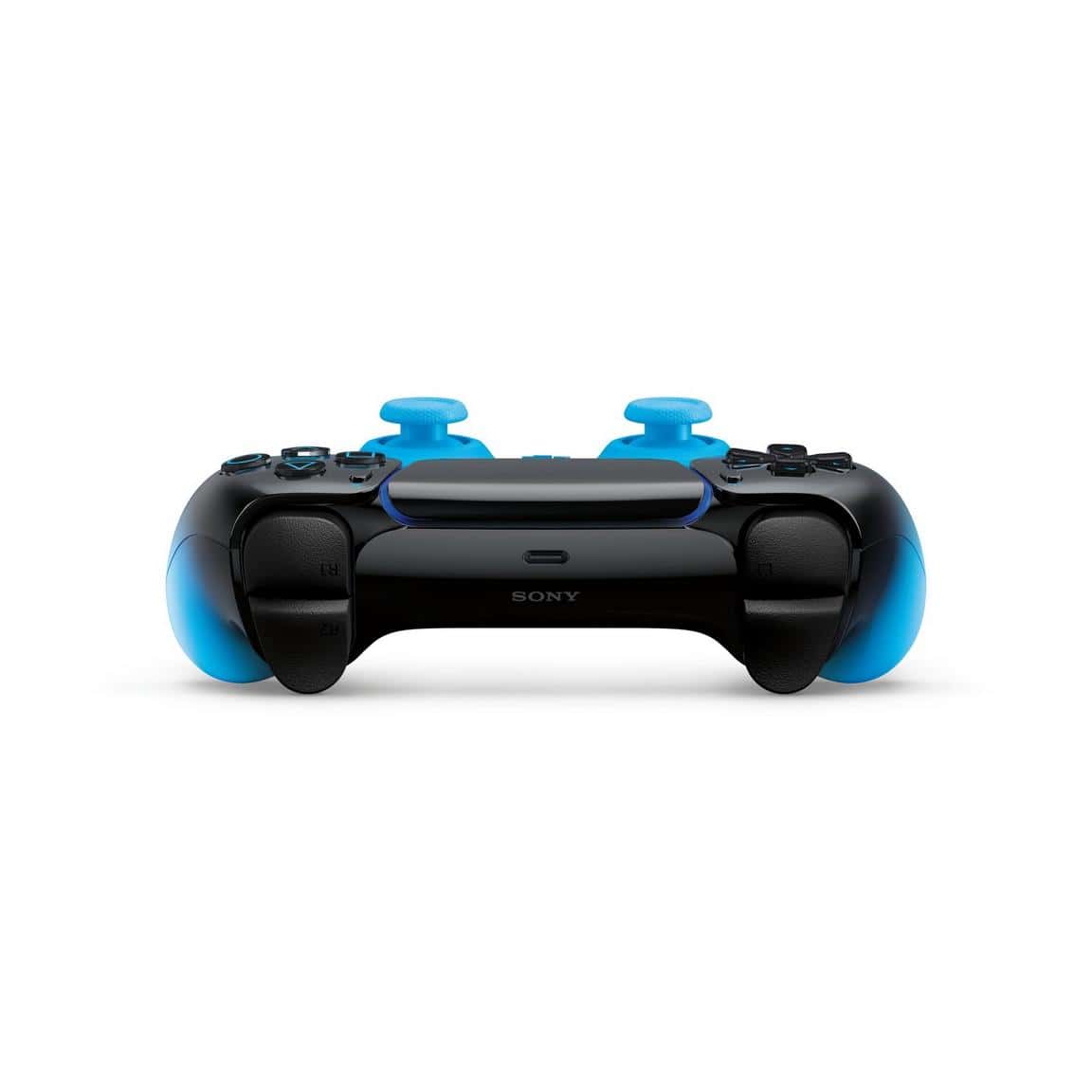 Modern black and blue gaming controller for PlayStation and PC gaming.