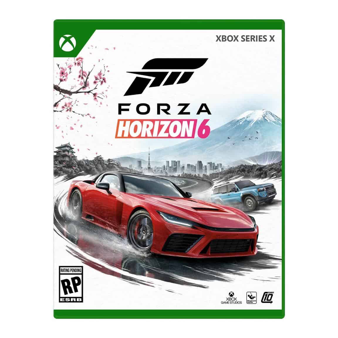 Forza Horizon 6 Xbox Series X cover art with racing cars and scenic landscape.