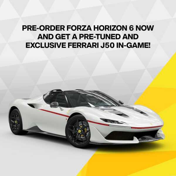 White Ferrari J50 sports car from Forza Horizon 6 game.