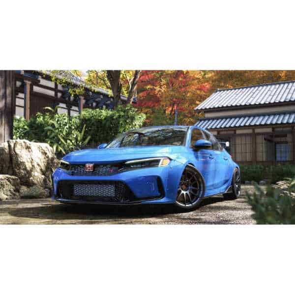 Honda Civic Type R sports car in blue with sleek design.