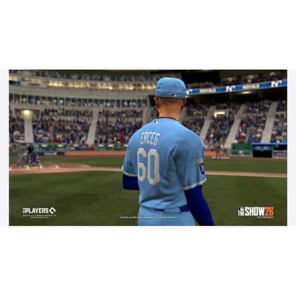 MLB The Show 26 baseball game featuring player Erceg in stadium.