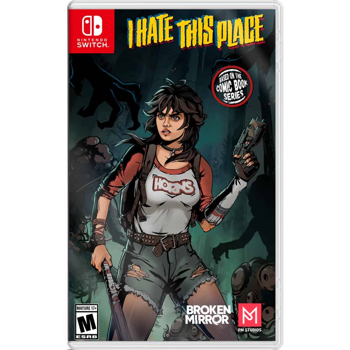 Cover art for I Hate This Place game featuring a girl with a gun in a dark, eerie setting.