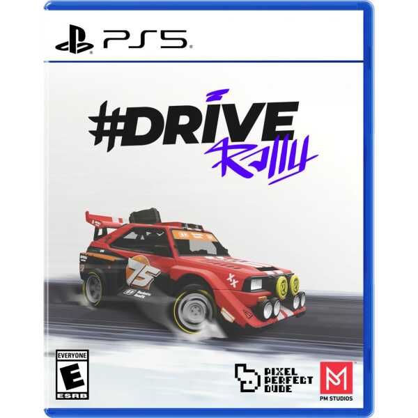 Drive Rally PS5 racing game cover with a red rally car in motion.