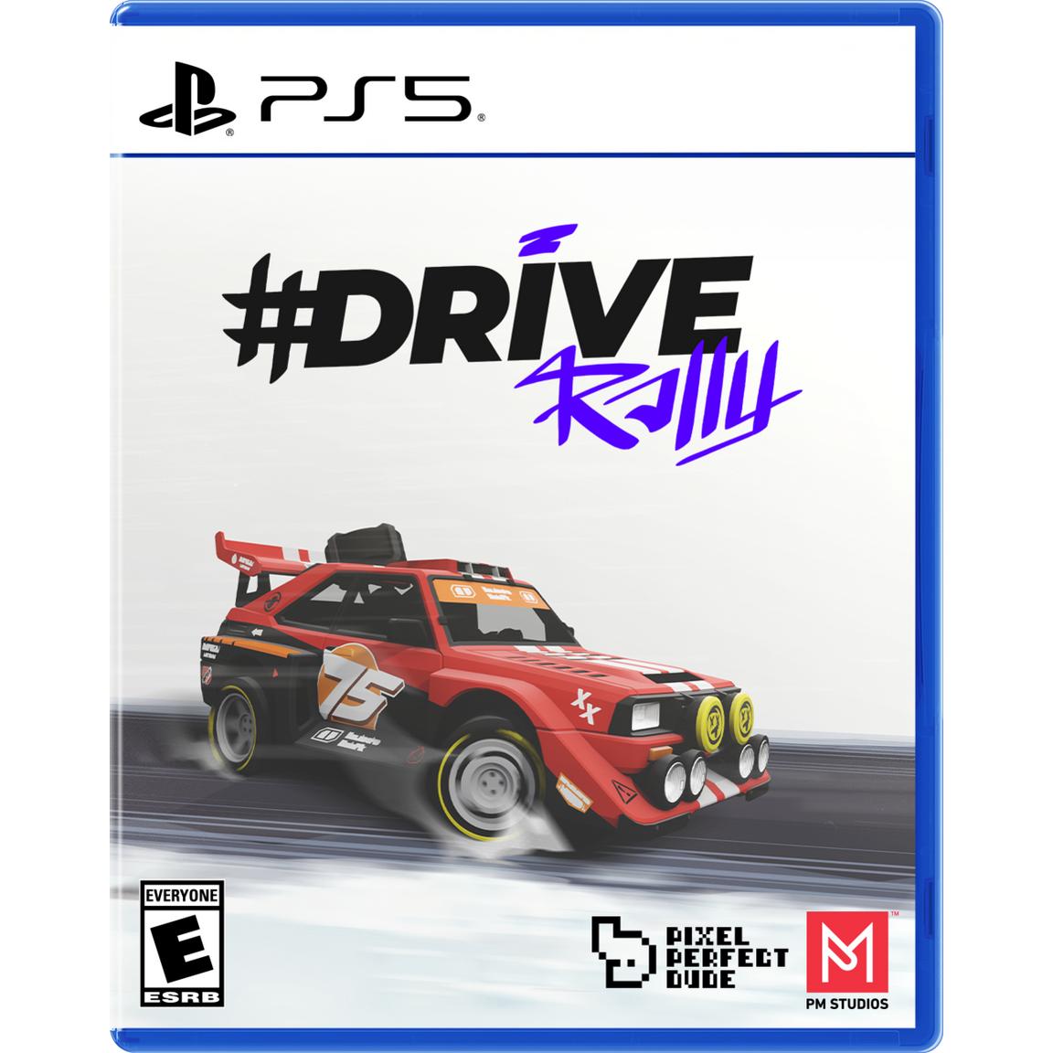 Drive Rally PS5 racing game cover with a red rally car in motion.