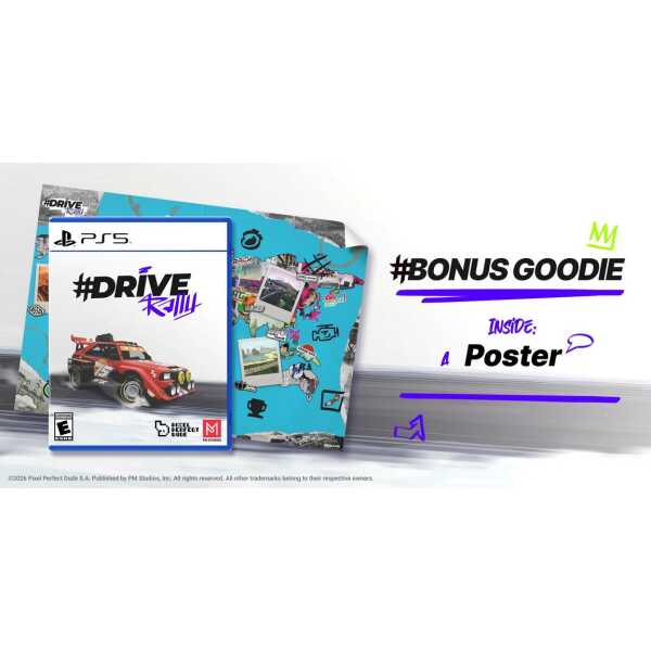 Drive Rally Gameware for PlayStation 5 with bonus poster.