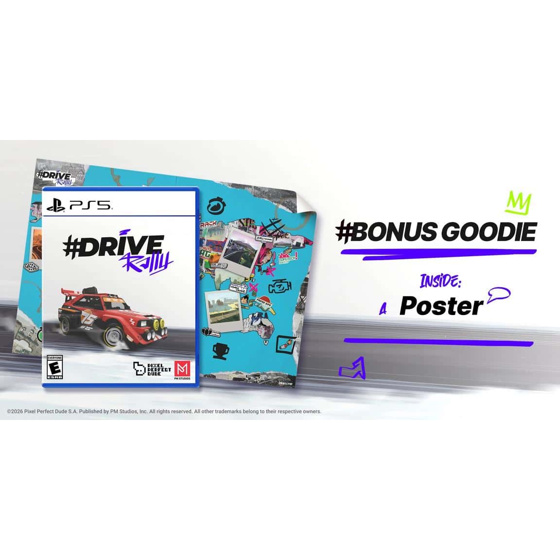 Drive Rally Gameware for PlayStation 5 with bonus poster.