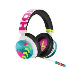 Colorful Xbox Series X wireless headset with pink, blue, and yellow accents.