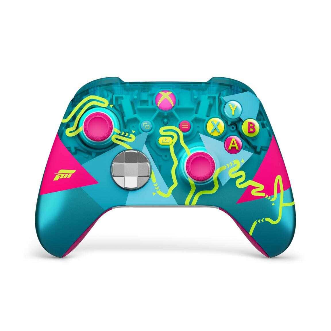Colorful Xbox Series X wireless controller with vibrant design for gaming.