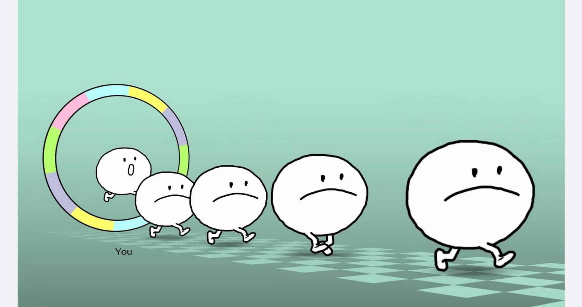 Digital character evolution with animated figures in a game development setting.