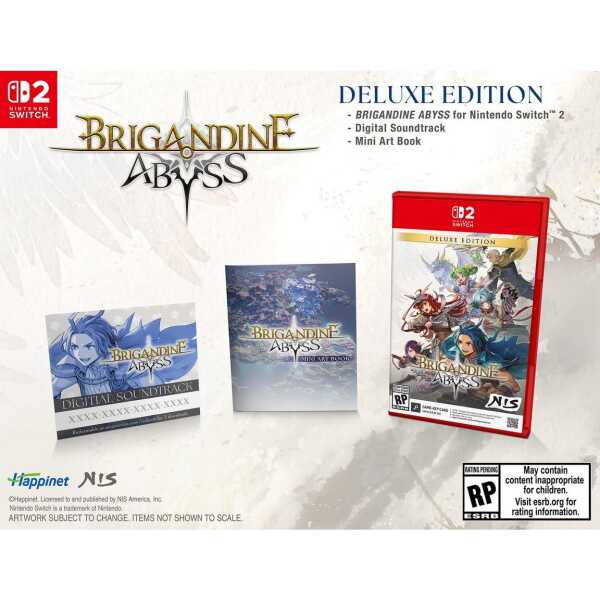Brigandine Abyss Nintendo Switch game with deluxe edition, digital soundtrack, and mini art book.