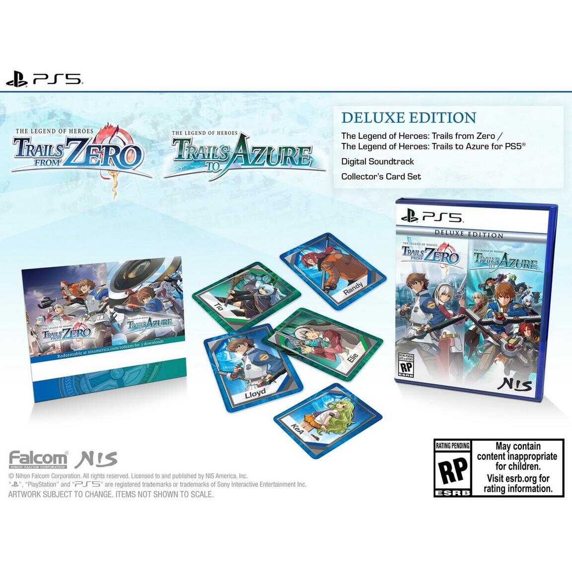 Deluxe edition of Trails from Zero and Azure for PS5 with game cards and soundtrack.