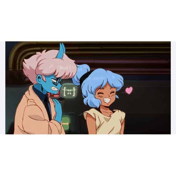 Anime characters from Gameware Orbitals smiling and laughing together.