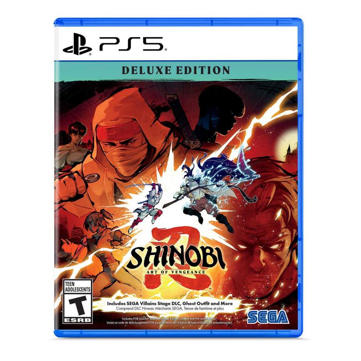 Art of Vengeance Deluxe Edition game cover for PS5 with ninja characters.