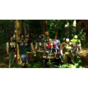 Group of fantasy characters in a forest setting from Robin Hood Defender of the Crown.