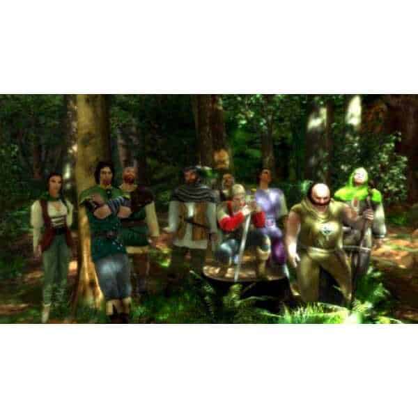 Group of fantasy characters in a forest setting from Robin Hood Defender of the Crown.