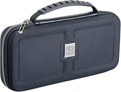 Carrying case for Nintendo Switch with durable design and secure zipper closure.