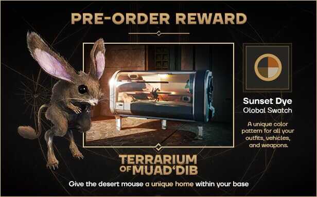 Awakening pre-order reward featuring desert mouse and sunset dye global swatch.