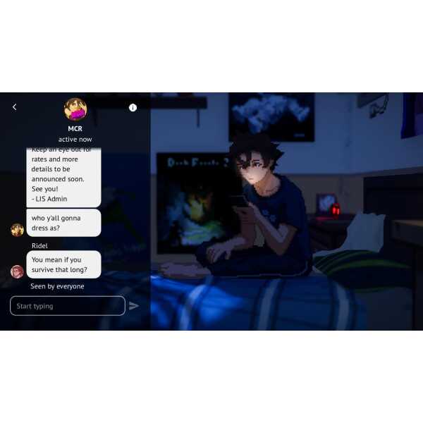 Young man gaming in a dimly lit room with a laptop and gaming setup.