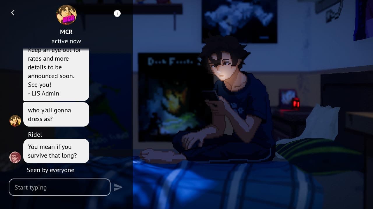 Young man gaming in a dimly lit room with a laptop and gaming setup.