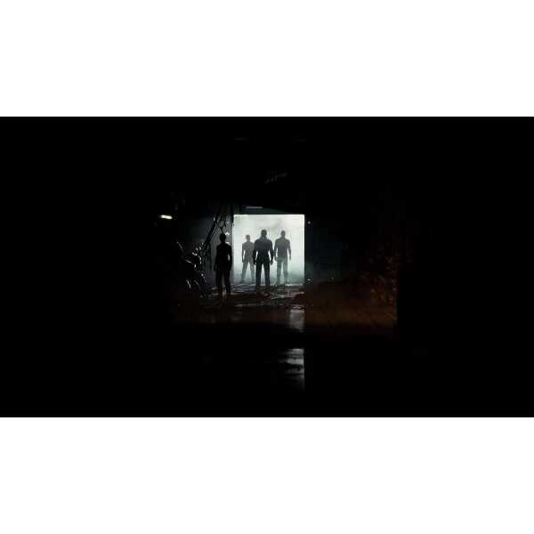 Silhouettes of four people in a dark, mysterious tunnel with light at the end.