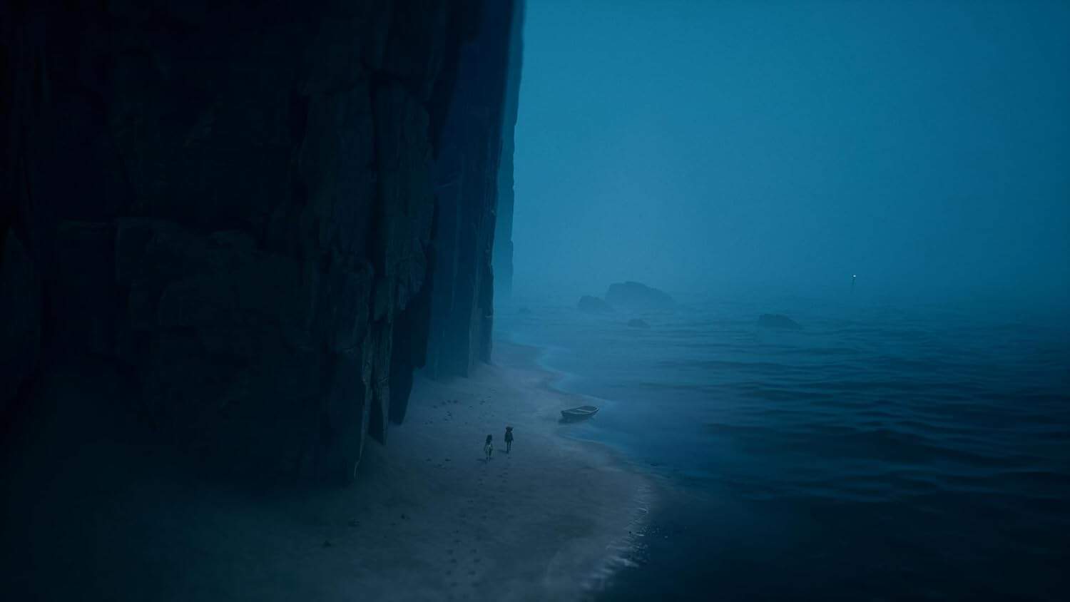 Coastal cliff with ocean waves and misty atmosphere, scenic landscape for REANIMAL.