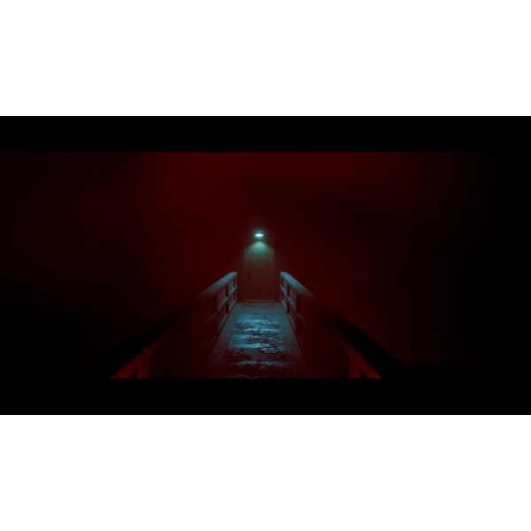 Dark bridge scene from Silent Hill Townfall with eerie lighting and fog.
