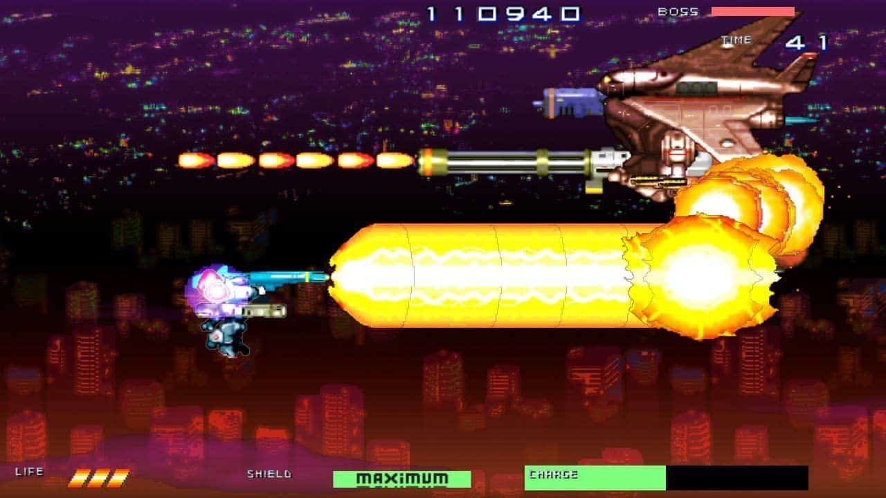 Classic arcade shoot 'em up gameplay with vibrant pixel art.