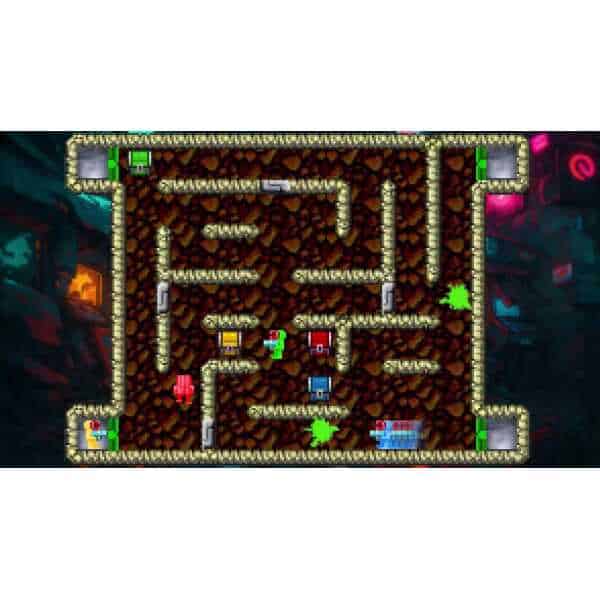 Classic arcade-style Blastoids game with colorful characters and maze gameplay.