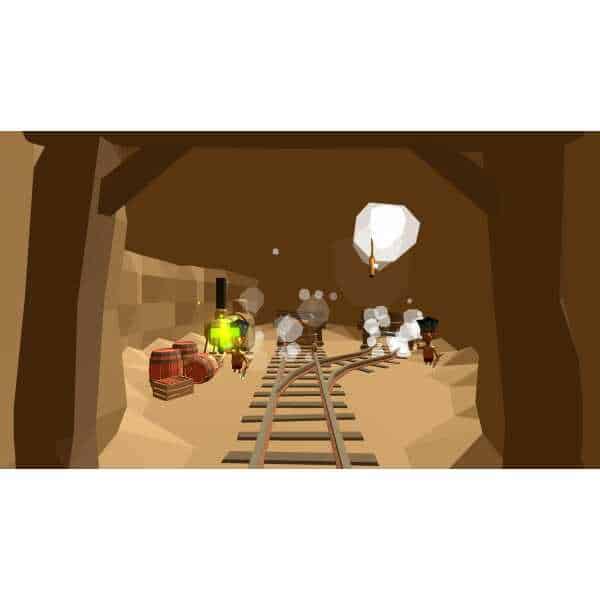 Wild West Shooter Bundle - Action-packed game scene with cowboys and train tracks.