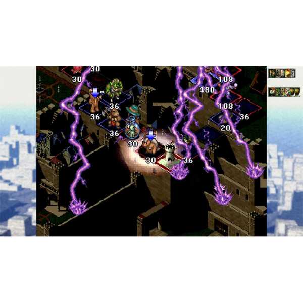 Gameplay screenshot from Culdcept The First Saturn Tribute showing battle with lightning effects.