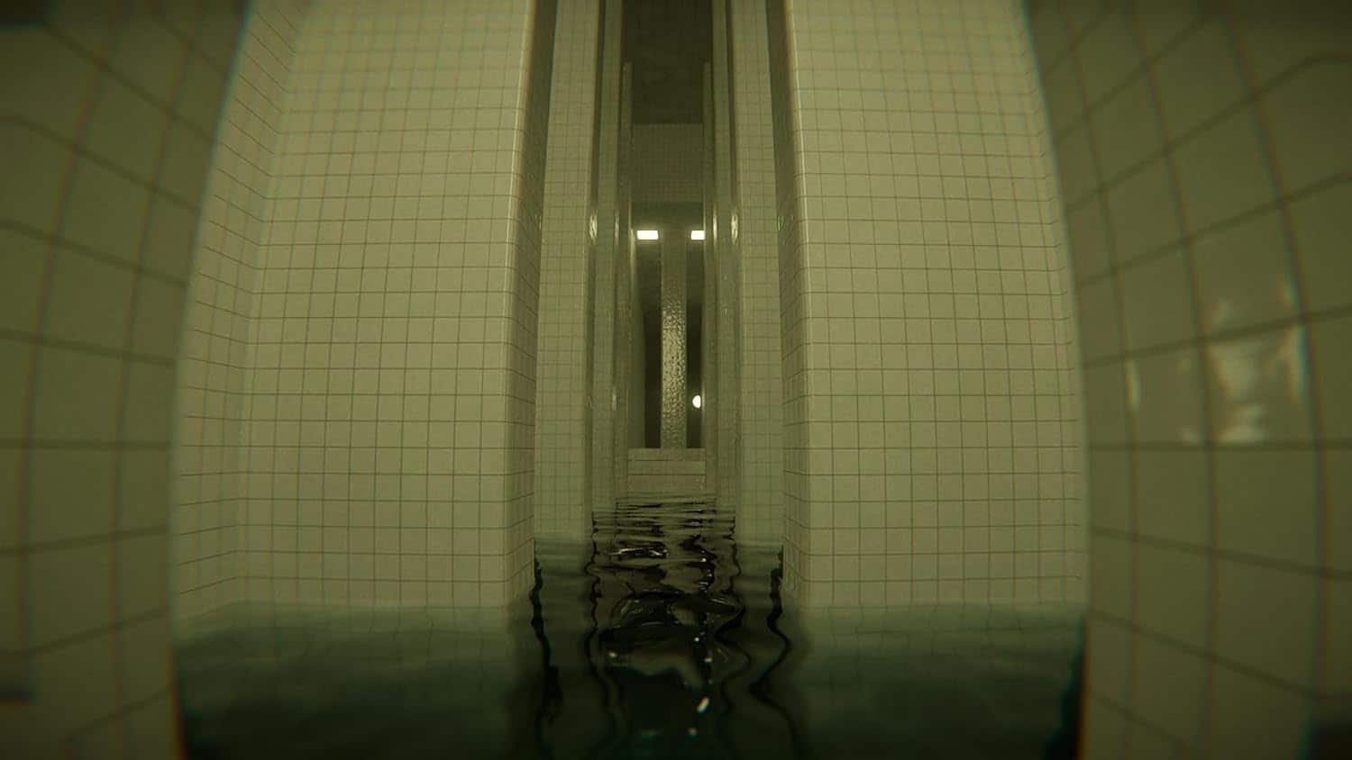 Indoor wellness center pool with tiled walls and calming ambiance.