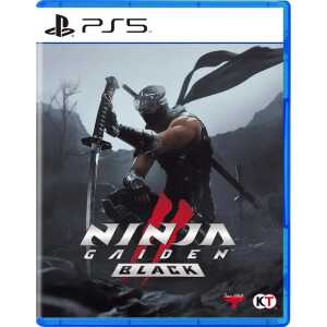A powerful ninja warrior with a sword in a dark, misty landscape, promoting the game "Ninja Gaiden B.