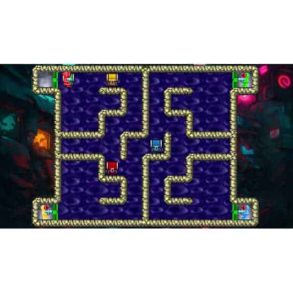 Maze game screenshot featuring Blastoids characters in a colorful, retro-style environment.