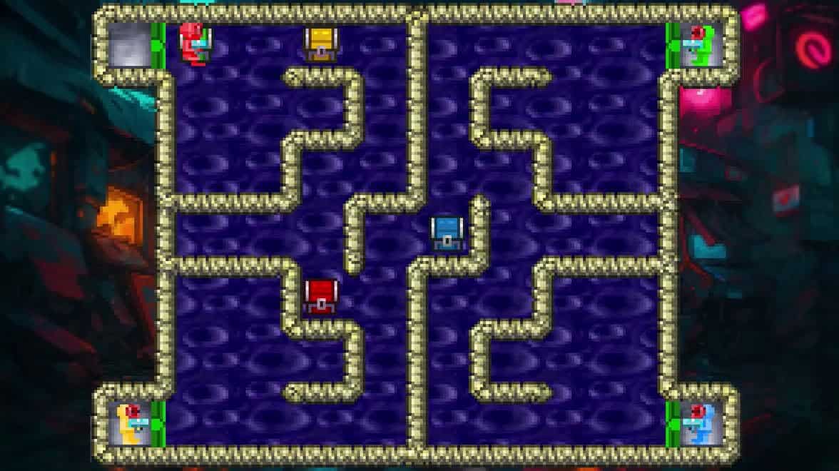 Maze game screenshot featuring Blastoids characters in a colorful, retro-style environment.
