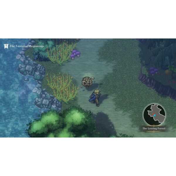 An image from WiZmans World Re;Try showing a character exploring The Leering Forest with lush greene.