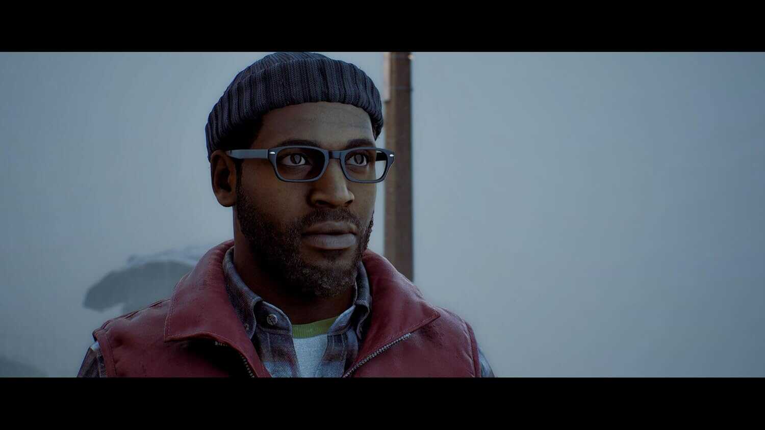Close-up of a man with glasses and a beanie in Silent Hill Townfall.