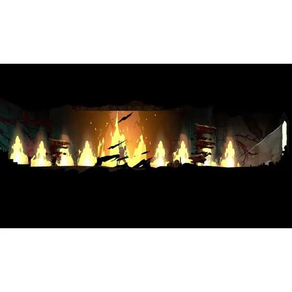Dark castle scene with fire and bats from Castlevania game.