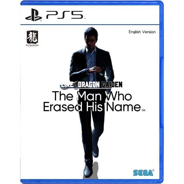 PlayStation 5 game cover for "Like a Dragon: Ishin!" featuring a man in a suit holding a sword.