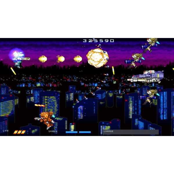 Classic arcade shoot 'em up gameplay with vibrant pixel graphics.