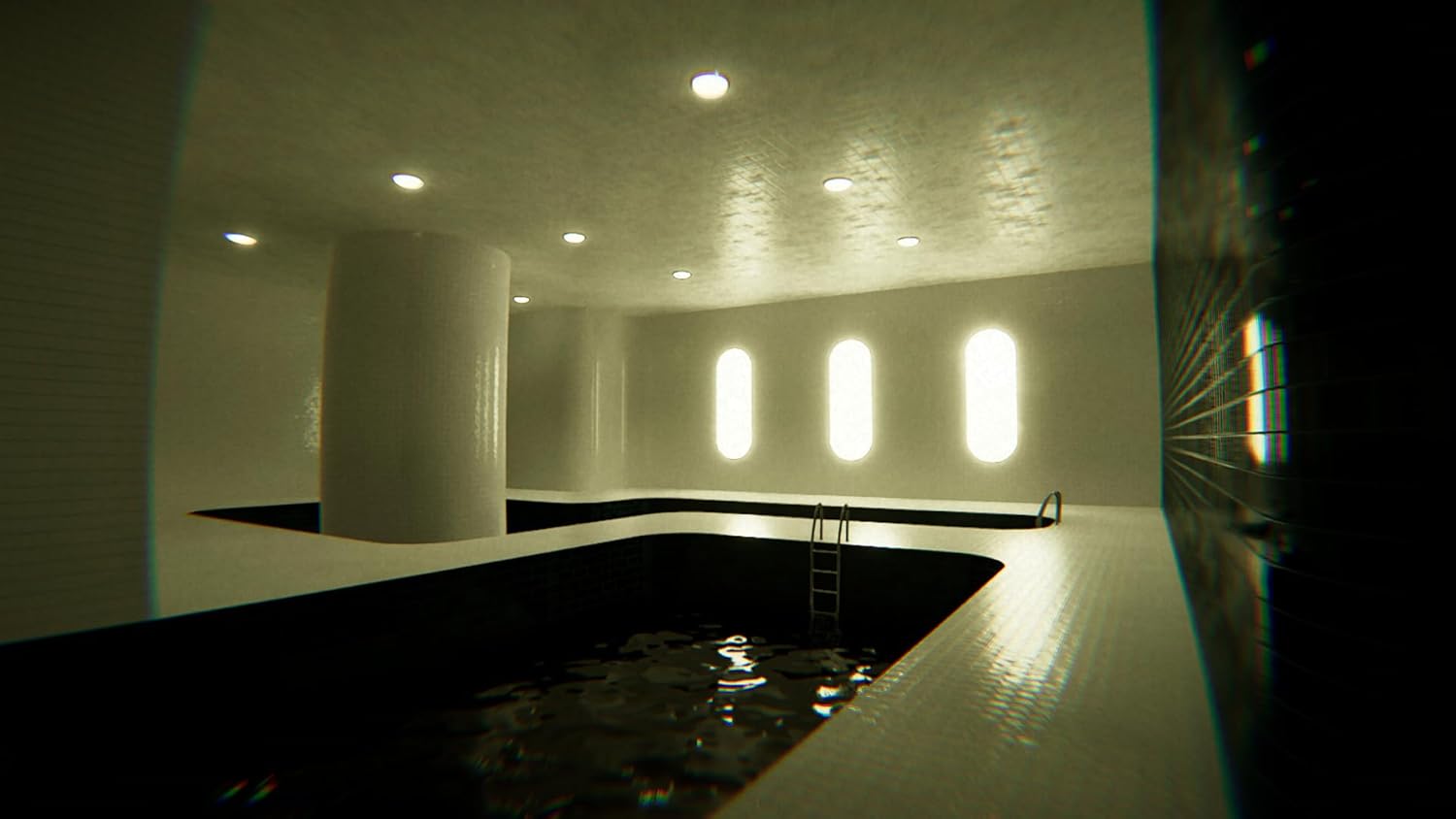 Indoor swimming pool with contemporary architecture and soft lighting for relaxation and leisure.