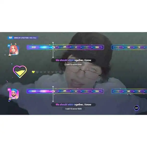 Modern gaming setup with colorful LED lights and gaming accessories.